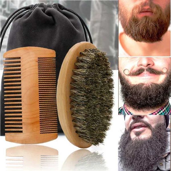 Mens Shaving Brush Set Boar Bristle Portable Barber Natural Beard Brush for Facial Cleaning Styling Tool WholesaleXJ241127