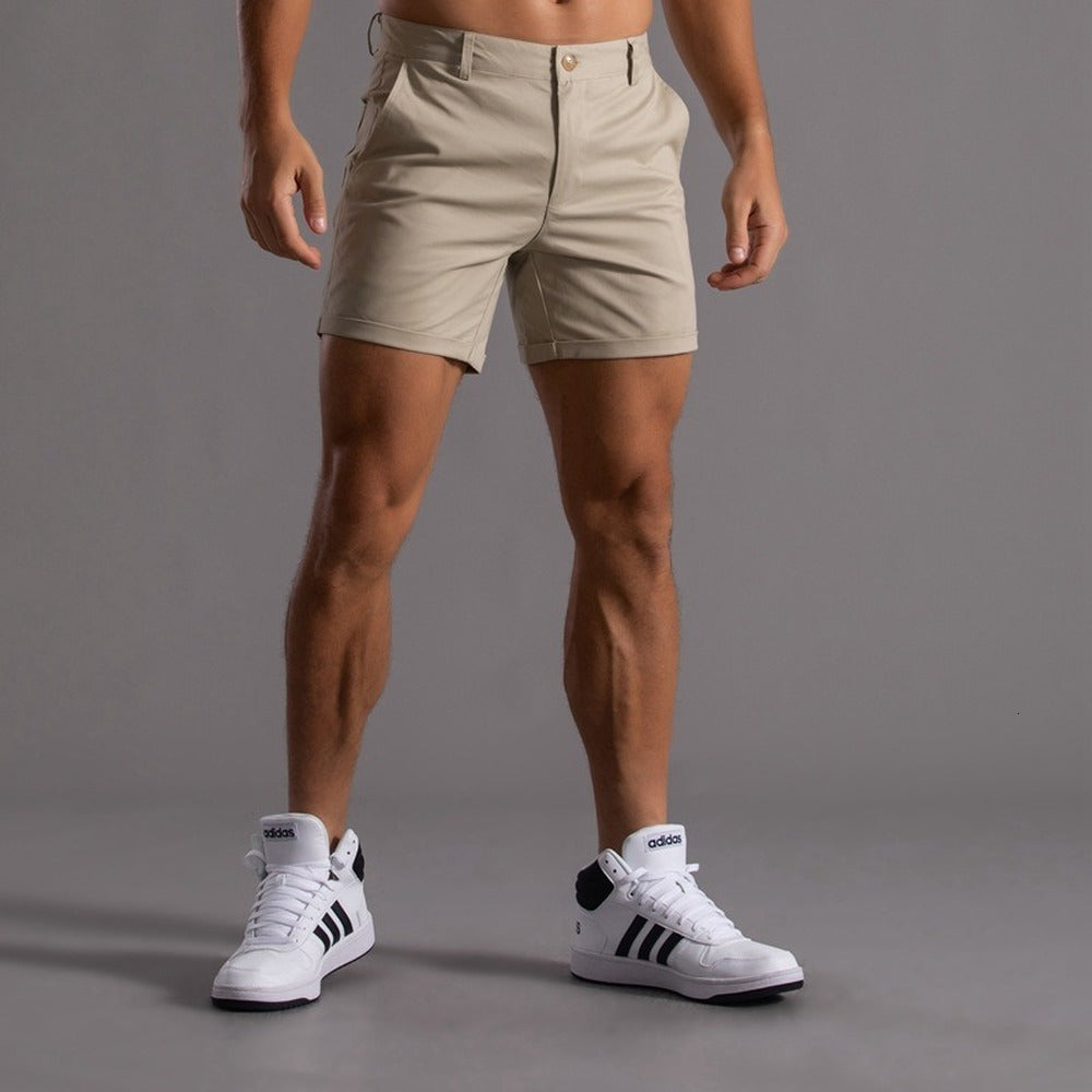 Men&#039;s Shorts Khaki Shorts Men Casual Shorts Summer Solid Color Knee Length Bermuda Shorts Men Fashion Clothing Reguler Fit Men Bottom Thin 2304