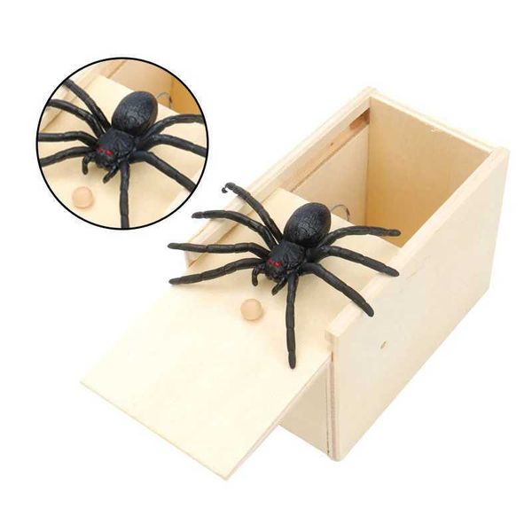 Novelty Funny Scary Box Prank Gift Spider Wooden Gadgets Prank Creative Tricky Joke Surprise Kids Adult Halloween Toy Gifts Y240827