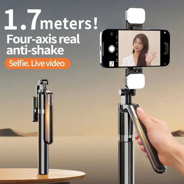 Ringke 1.7m Wireless Selfie Stick Tripod Stand Foldable Monopod With Led Light For Smartphones Balance Steady Shooting Live Y240813