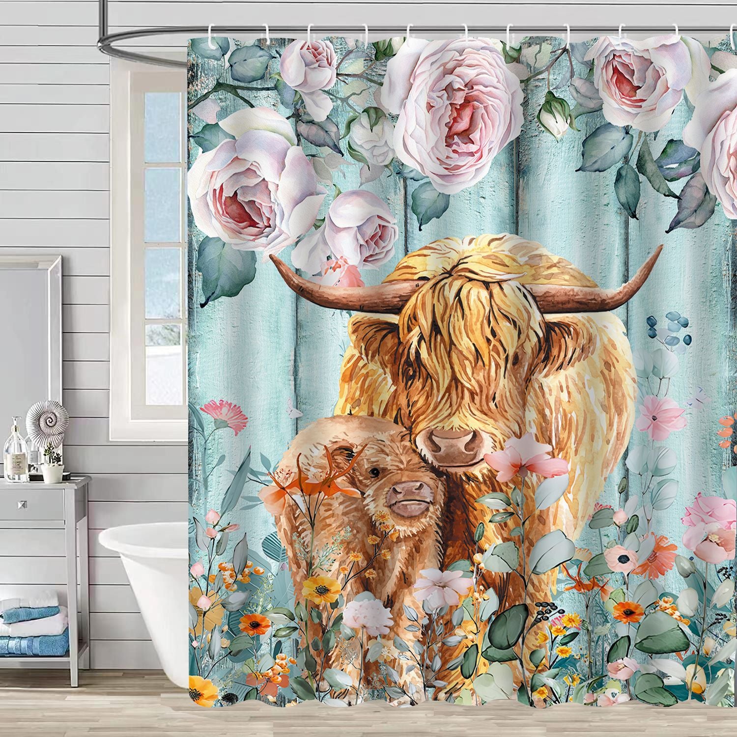 YL-37521 hot selling digital printing shower curtain animal waterproof, mildew-proof and moisture-proof bathroom dry and wet separation isolation cu