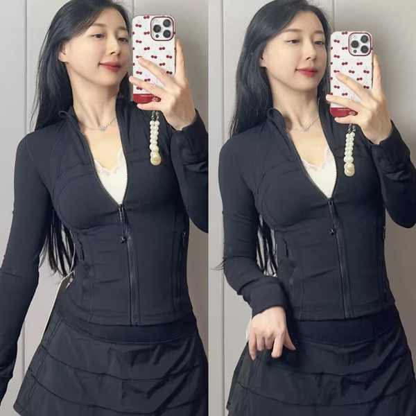 Workout Crop Jacket Women Yoga Top jackets shorts leggings Push Up Fitness Coat High Waist Sports Jackets Zip Up Coat Elastic Sportswear Out