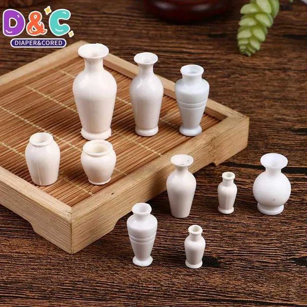 5Pcs-set 1 12 Dollhouse Miniature Flower Vase White Flowerpot Simulation Vase Pot Model Furniture Doll House Decor Accessories Y240807