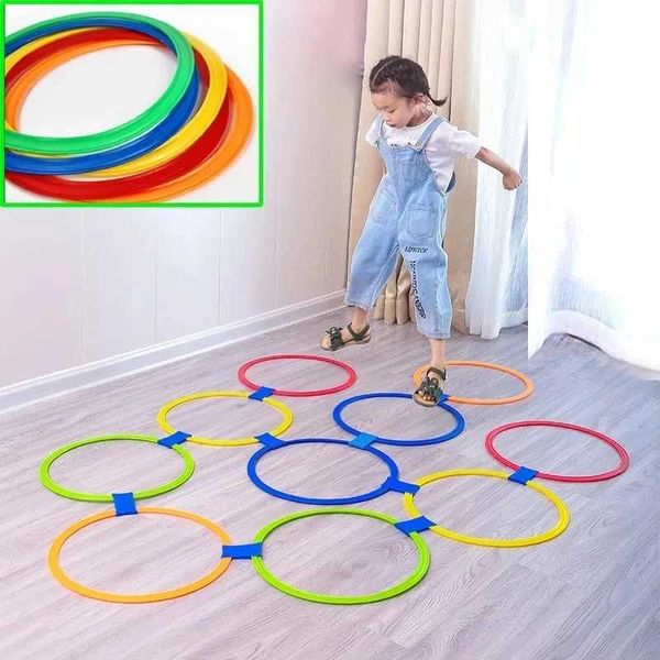 Outdoor Kids Funny Physical Training Sport Toys Lattice Jump Ring Set Game with 10 Hoops 10 Connectors for Park Play Boys GirlsC250118