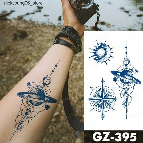Tattoos Colored Drawing Stickers Semi waterproof temporary sticker universe compass planet Genipin herbal jellyfish juice long-lasting fake