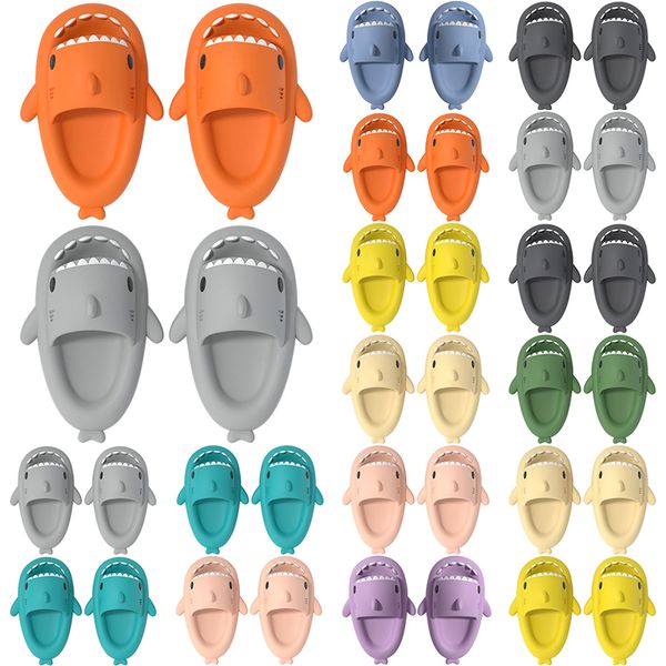 Summer Home Women Shark Slippers Anti-skid EVA Solid Color Couple Parents Outdoor Cool Indoor Household Funny Shoes 207