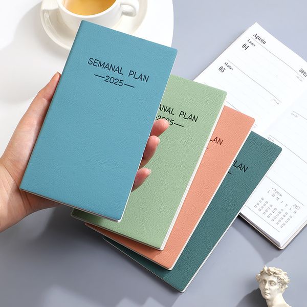 Morandi color scheme 2025 A6 Spanish calendar book portable pocket plan book daily plan notebook