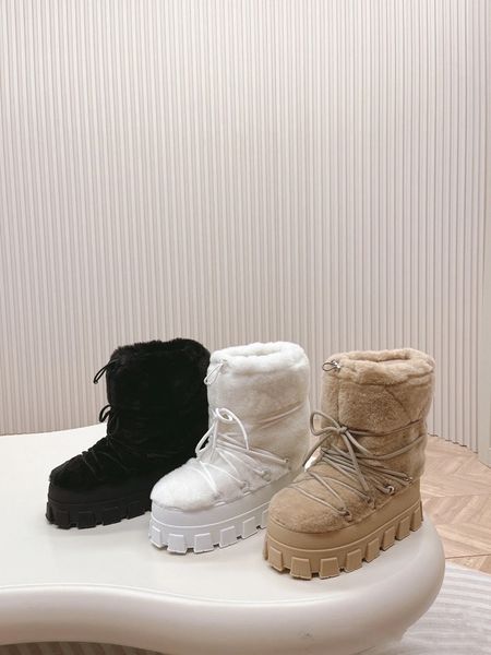 Designer P snow boots women ski boots winter outdoor sports boots Thin feet height increase waterproof classic black and white