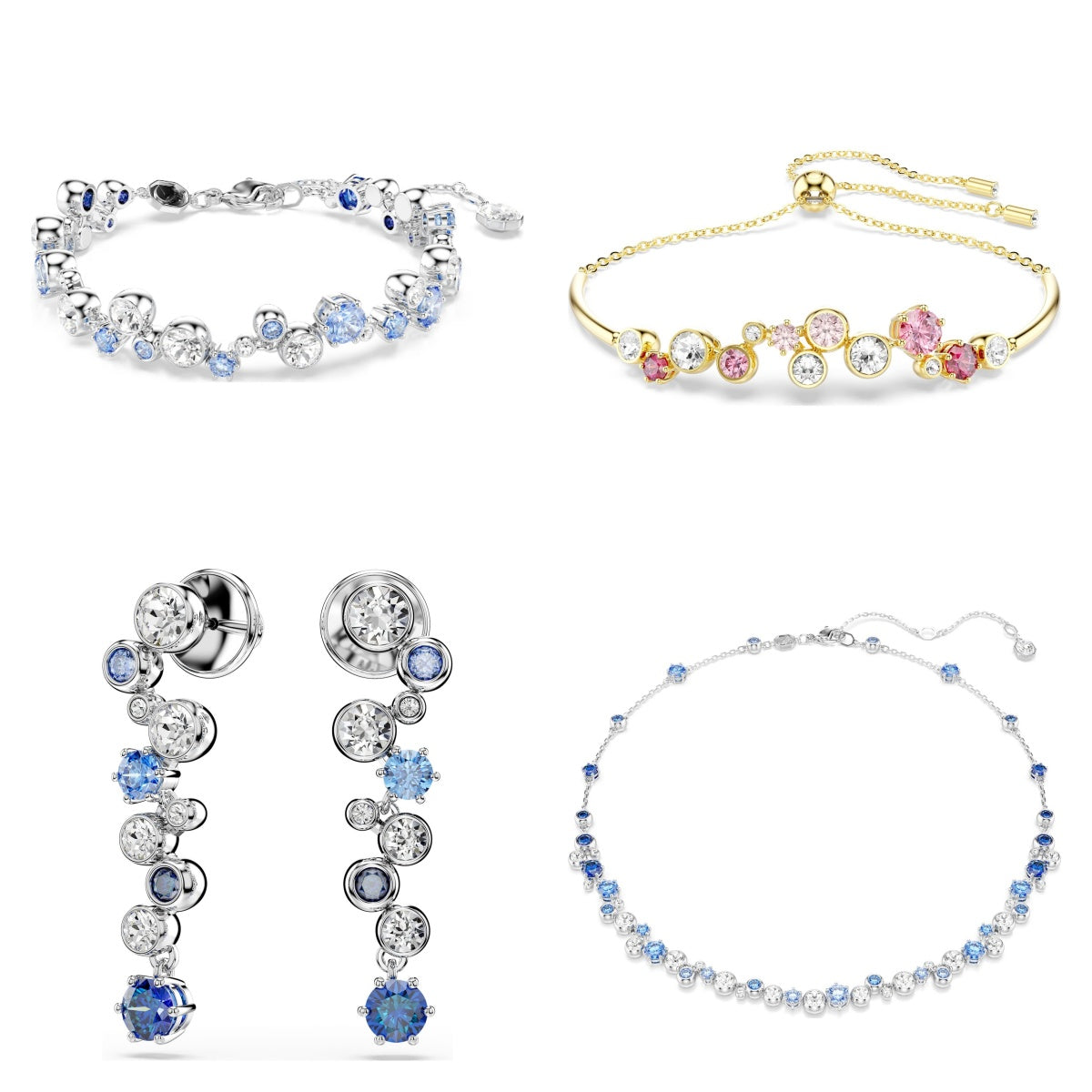 Luxury austria crystal bubble designer bracelet bangle earrings necklace for women girls cute blue green pink white diamond bracelets earring ear ri