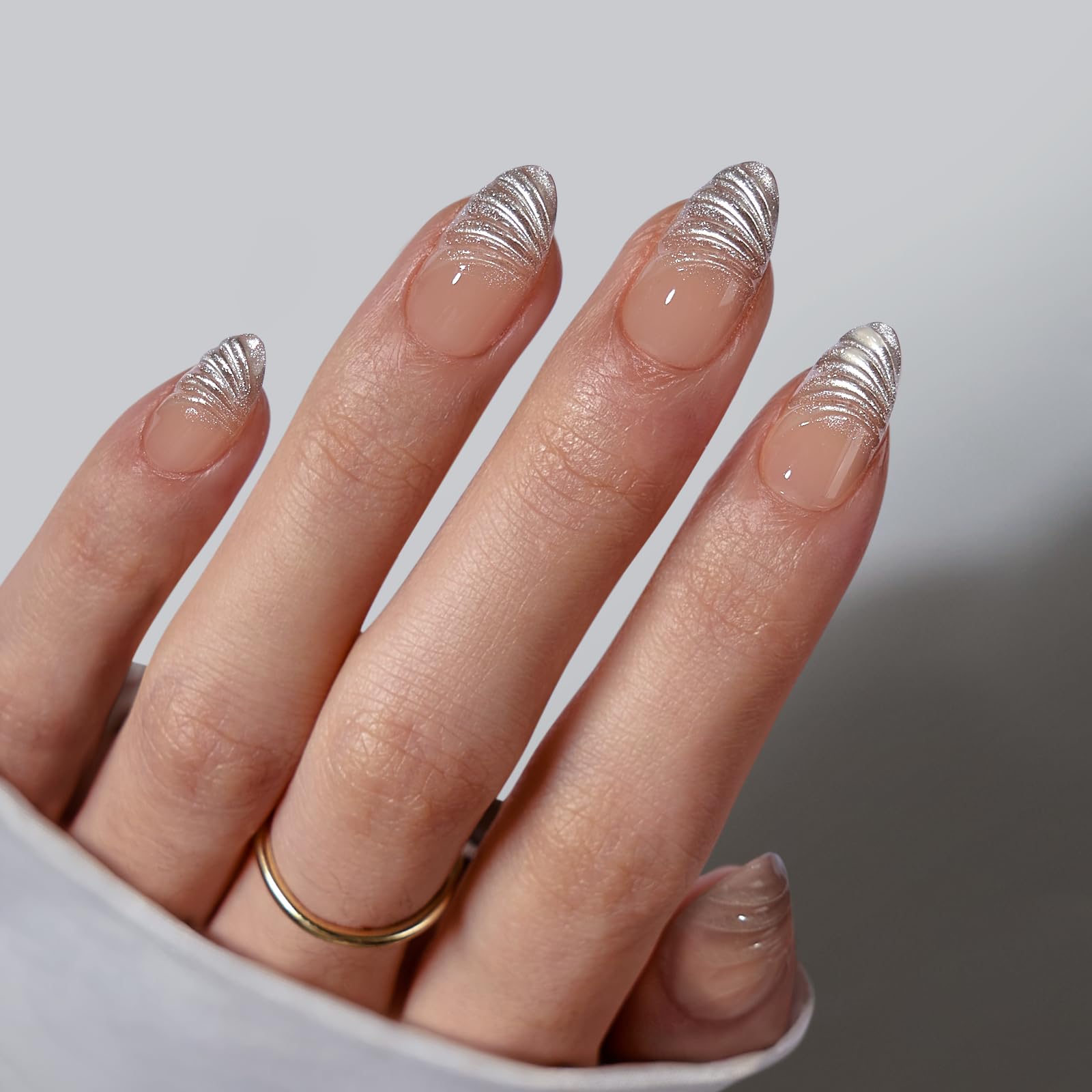 3D Droplet Adhesive Silver Press On Nails, Suitable For Fashionable And High-end Girls And Women To Wear On A Daily Basis