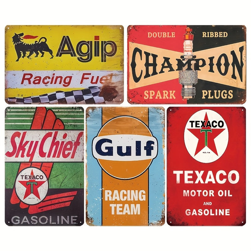 TEMU 5pcs Metal Tin Sign, Retro Garage Signs For Men Wall Decorations Old Posters Oil And Gas Station Sign Man Cave Decor, Cafe Decor 8×12 Inch