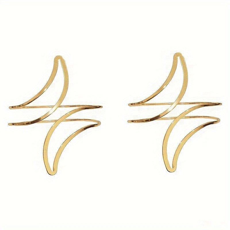 TEMU Elegant Golden Curtain Tiebacks - Bohemian Style, Metal With Intricate Cut-out Design, Perfect For Modern Bathroom Decor, Bathroom Decor And