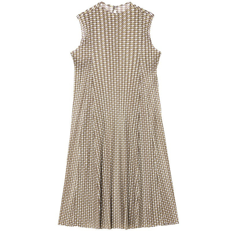 (105) Miyake dress feminine stand-up collar sleeveless vest dress temperament pleated knee-length skirt summer