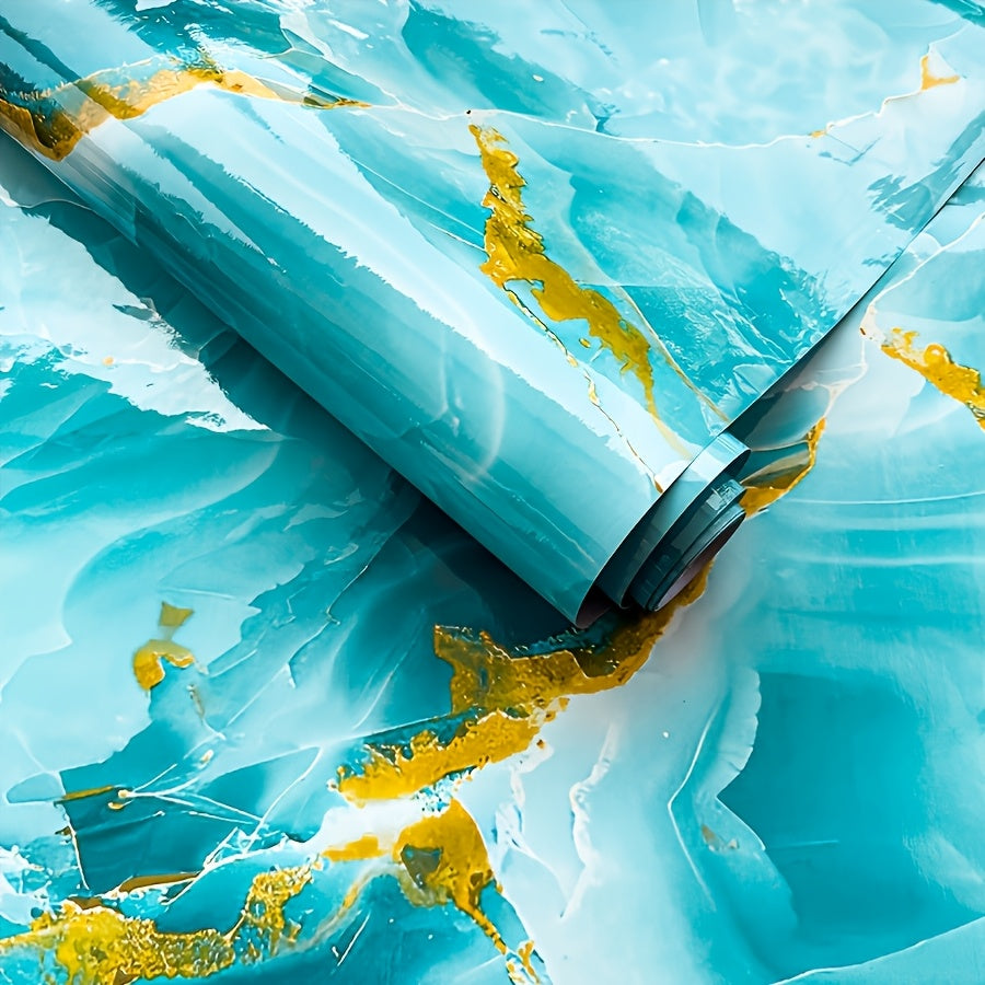 TEMU 1 Roll Self-adhesive Marble Pattern Vinyl Wallpaper – Waterproof, Oil-resistant Kitchen Countertop Decal. Easy For Kitchen, Bathroom, Living