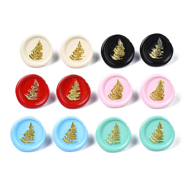 Boucles d'oreilles puces rondes plates avec voilier pour femme