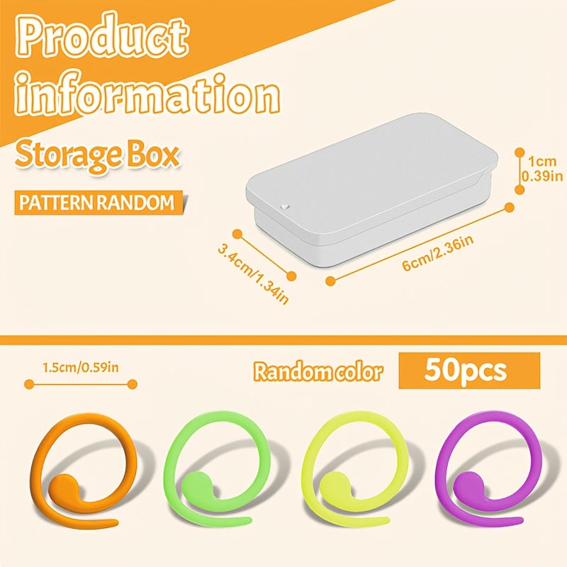 TEMU Multicolor Metal Markers, Spiral Metal Colorful Crochet Markers, Crochet Markers Ring For Crocheting Clothing Tag Diy Craft Project With Storage