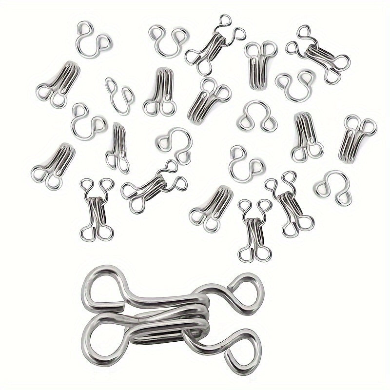 TEMU 40pcs Metal Bra Hooks And Eyes Set - Durable Sewing Hooks And Eye Latches For Clothing, Skirts, And Diy Crafts, Assorted Sizes, Ideal For Bra