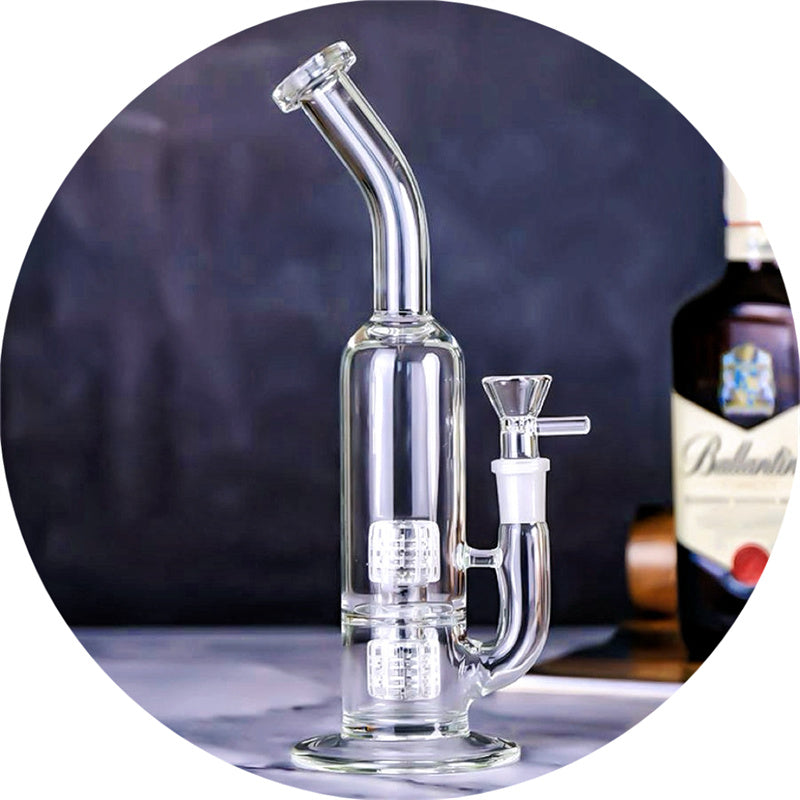 Glass bong hookah double-layer matrix tire filter glass drilling rig 11 inches 14mm joint