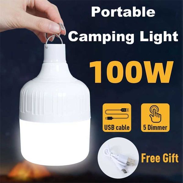 Solar Camping Lantern Portable LED camping light USB charging LED bulb 20W 40W 80W 100W emergency light LED outdoor tent light CL241225