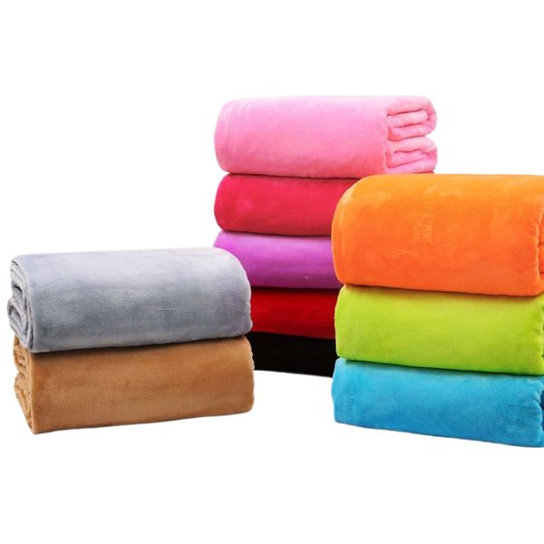 70*100cm-27.5*40inch Warm Flannel Fleece Blankets Soft Solid Fuzzy Blankets Bedspread Plush Winter Summer Throw Blanket Bed Sofa Pet W0301