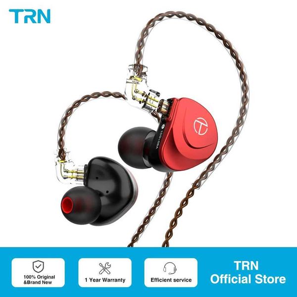 Cell Phone Earphones TRN V90S 5BA+1DD Metal Headworn Hybrid HIFI Bass Earbuds In ear Monitor Noise Cancellation Earbuds Sports Earbuds Q2403