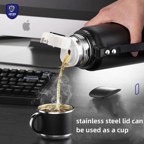 2L stainless steel water bottle used for coffee vacuum insulated cup flame double wall travel 240827