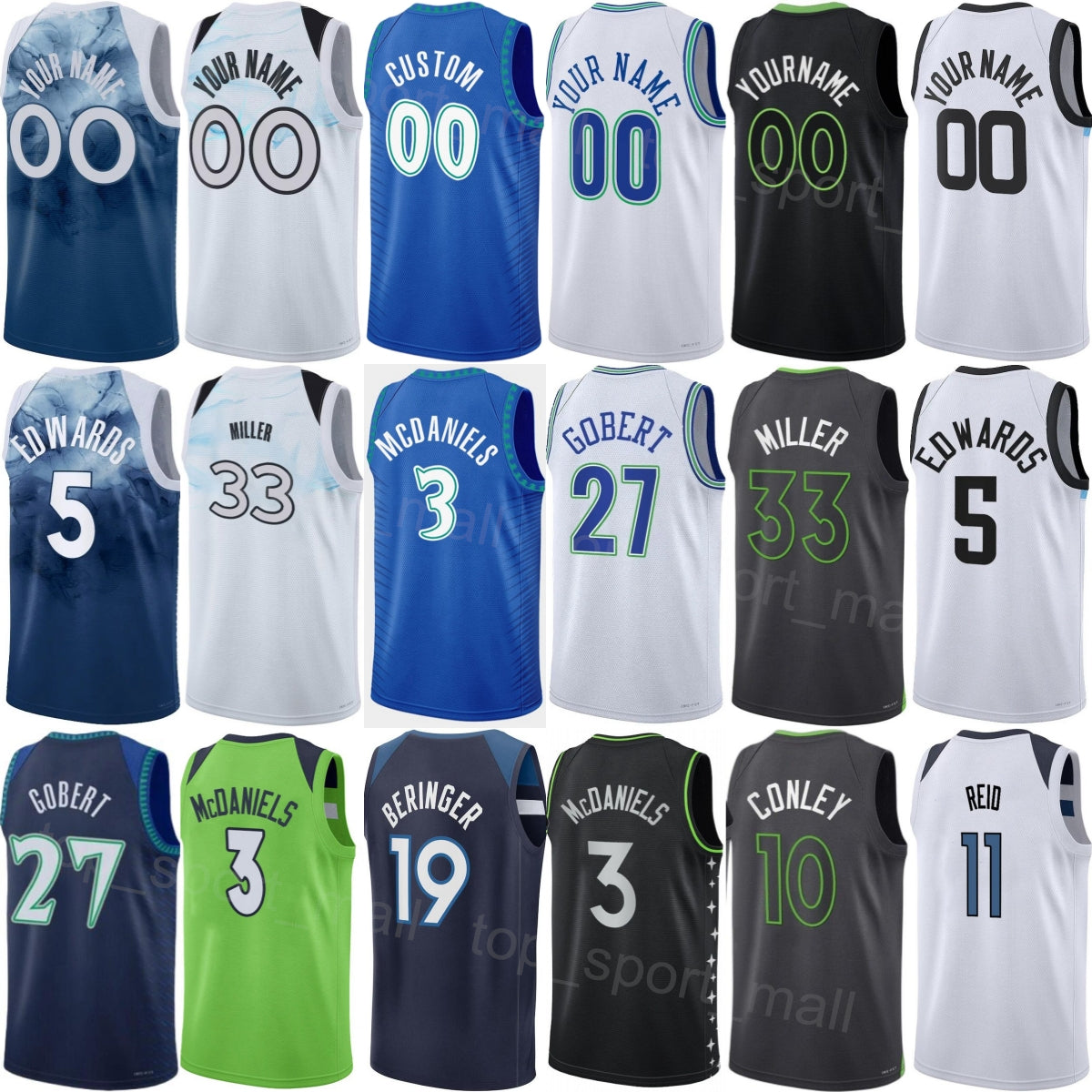 Printed 25-26 Basketball Joan Beringer Jerseys 19 Men Youth Women Rocco Zikarsky 44 Anthony Edwards 5 Julius Randle 30 Jaden McDaniels 3 Naz Reid 11