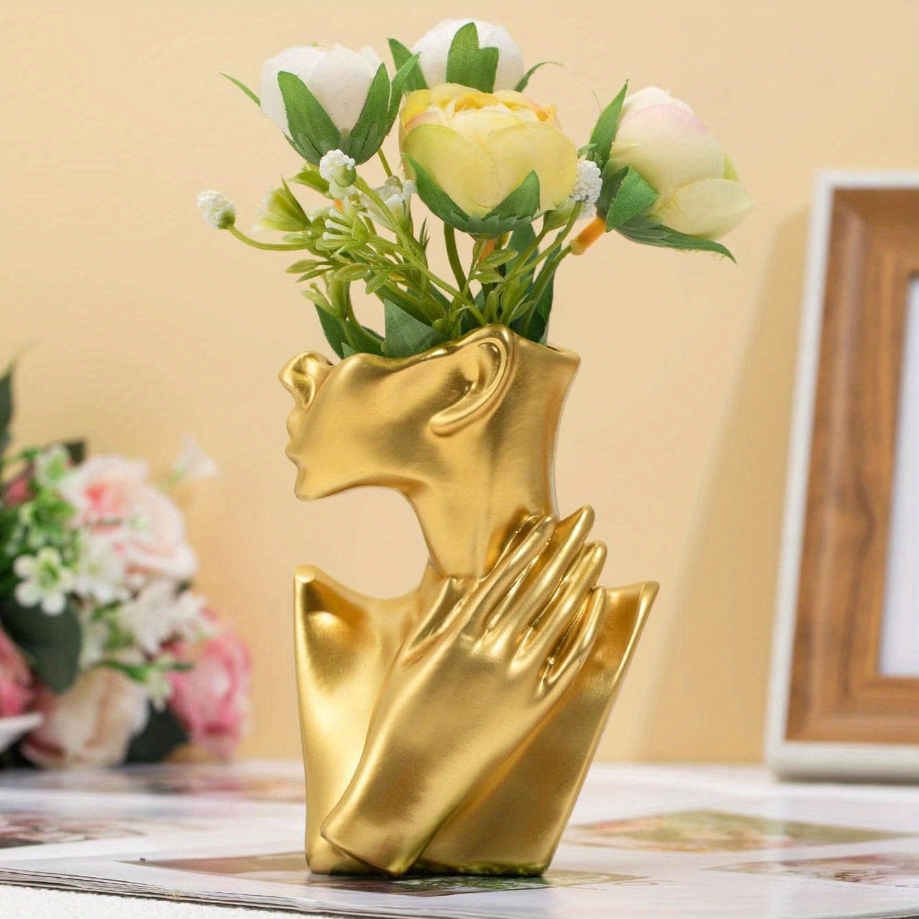 TEMU 1pc, Golden Human Body Vase Decorative Ornament