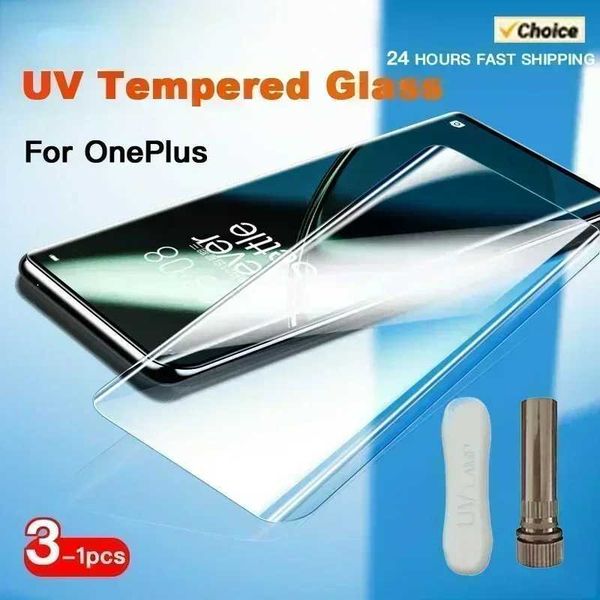 UV Tempered Glass For OnePlus 12 11 R 10 9 8 7 7T Ace2 Pro Full Cover Glue Curing For OnePlus12 Screen ProtectorT250115