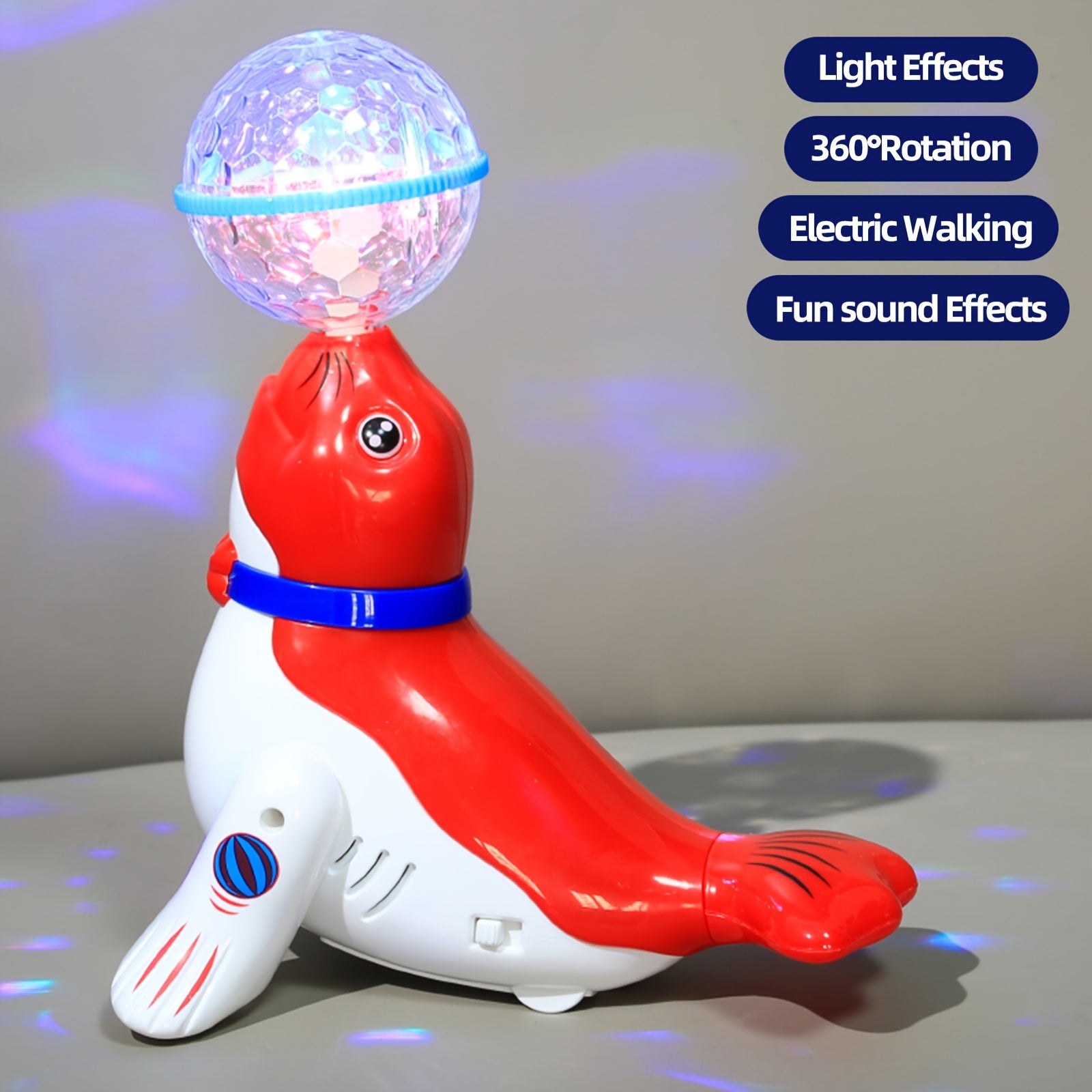 TEMU 360 ° Rotating Sea Ball Toy, Sparkling Music Cute Cartoon Animal Puzzle Toy, Ideal Valentine's Day Gift - Christmas, Thanksgiving, Easter Gift