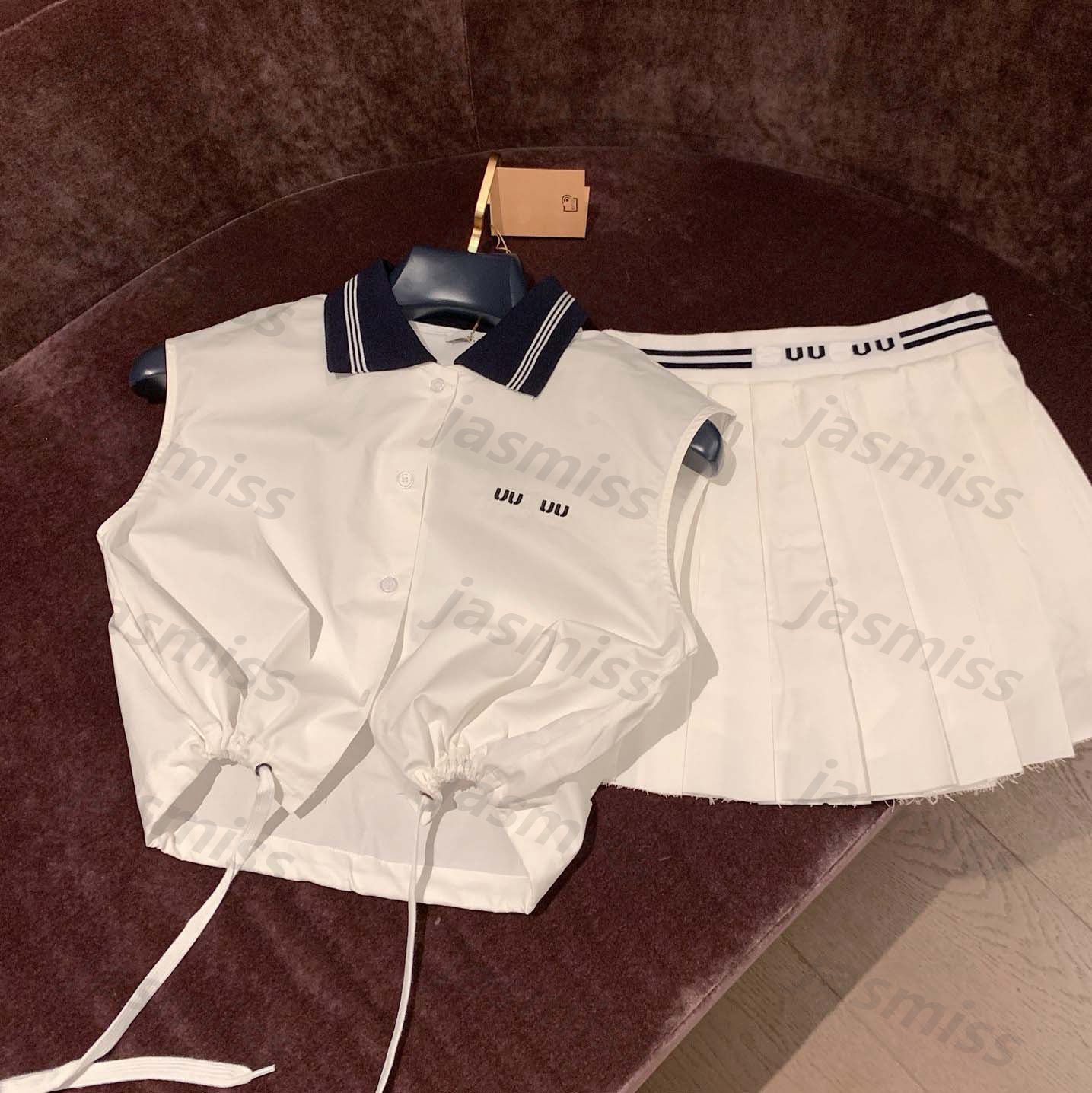 Women Designer Two Piece Dress Clothing Set Letter Embroidered Sleeveless Shirts Tanks Suits Skirt Sets -12 Elegance Summer Clothes Lady Suit DZD250