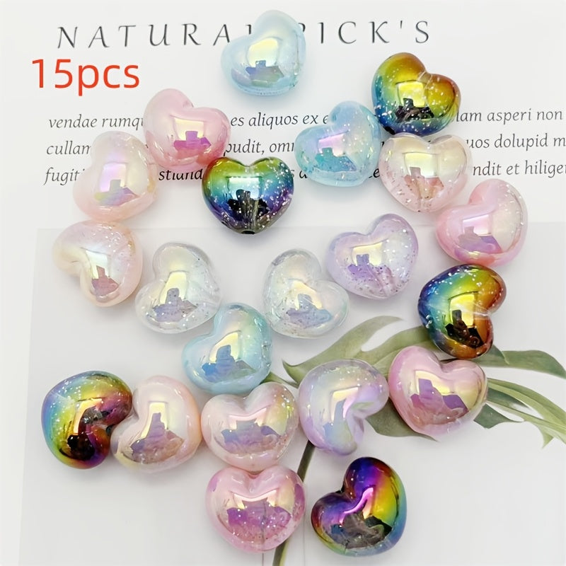 TEMU 15pcs Acrylic Coated Flashing Silver Powder Dumpling , Straight Hole For Phone Chains Keychains Pendants, Beads For Jewelry Making, Colorful