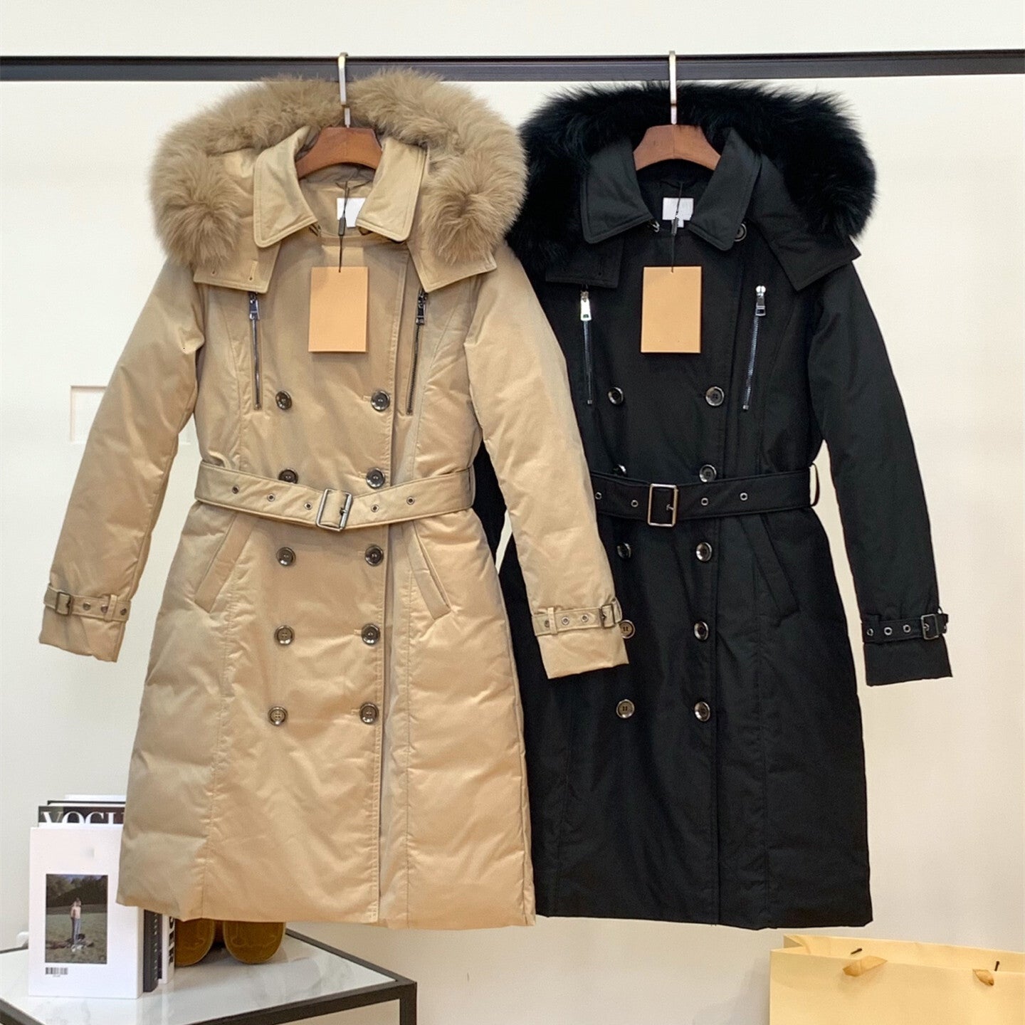 Womens Mid Long Down Coat Lightweight Warm Slim Fit Fashion Luxury Winter Jacket Natural White Down Filling Premium Quality Elegant Outerwear Fur Co