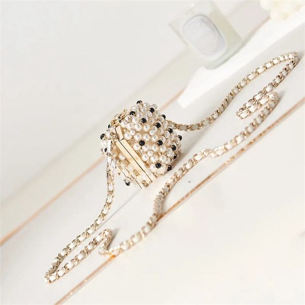 15A Mirror Quality Mini Evening 8CM Designer Pearl Chain Shoulder Bag with.c36
