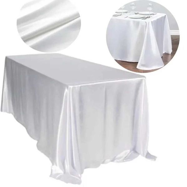 Rectangular satin tablecloth wedding tablecloth white Christmas baby shower birthday party decoration dining table Y250117