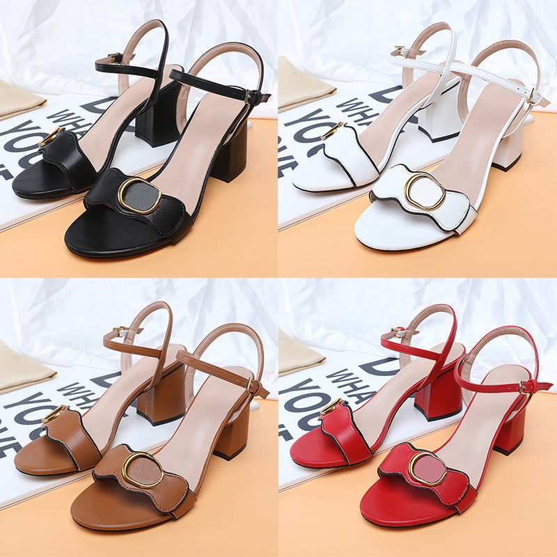 Designer Dress Shoes For Women Mid Heel Horsebit Leather Slides Sandals Classic Sliders Summer Beach Sandal Luxury High Heels Womens Wedding Shoes S