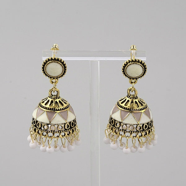 Cloche en émail 3d de style ethnique avec boucles d'oreilles pendantes à graines