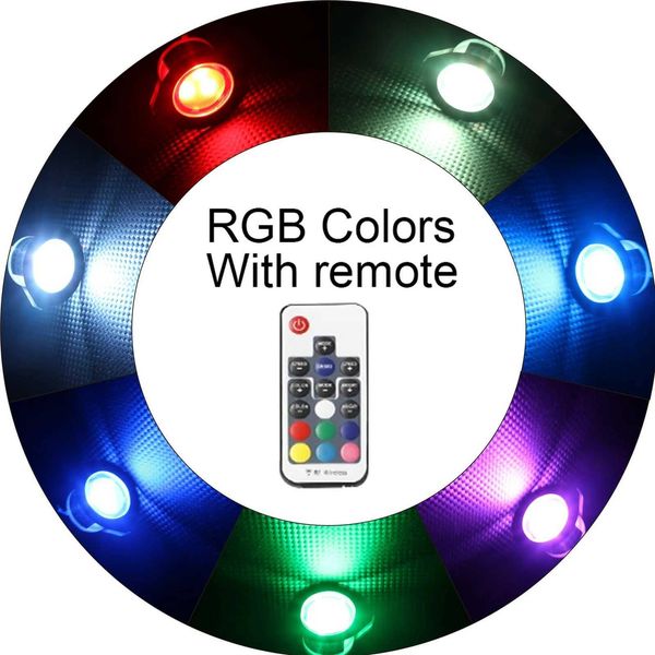 10 pcs RGB LED Deck Light with Remote DC 12V IP67 Waterproof Lamp Color Changeable Garden Landscape Spotlight Deck Lighting CL240813