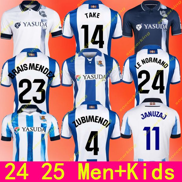 23 24 25 Real Sociedad Soccer Jerseys Men set kids kit BARRENE MERINO CARLOS FDEZ OYARZABAL TAKE SORLOTH SILVA Football Shirts T 2024 2025 E