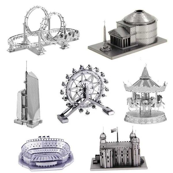 World Architecture 3D Metal Puzzle Tower model DIY Laser Cut Jigsaw Model For Adult kid Educational Toys Desktop decoration W250117