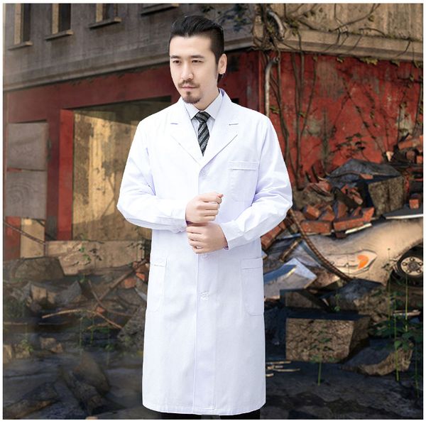 Medical Uniforms Clothing For Men White And Blue Long Sleeve Doctor Work Clothes Men Lab Coat Hospital Scientist School
