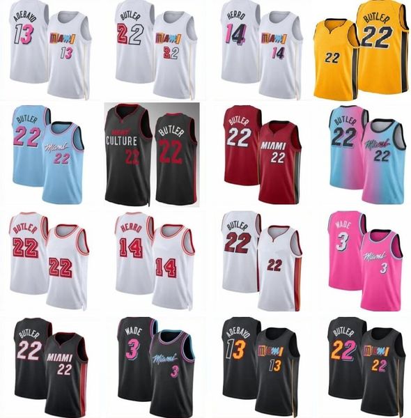 22 Jimmy Butler Custom Basketball Jerseys Dwyane Wade Kevin Love Tyler Herro Bam Ado Kyle Lowry Jaime Jaquez Caleb Martin City Men youth