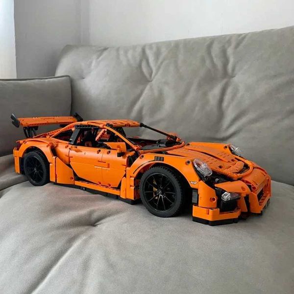 Bloqueia o modelo de tijolo técnico Orange Super Sportscar Modelo Compatível 42056 Bloco de construção de um brinquedo educacional de brinqu