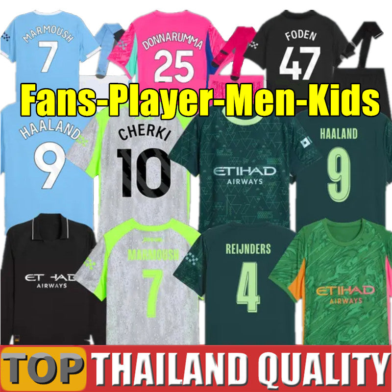 MARMOUSH HAALAND CHERKI 25 26 SOCCER JERSEYS REIJNDERS FODEN SAVINHO 2025 2026 RODRIGO GVARDIOL AIT-NOURI football kit shirt men kids goalkeeper lon