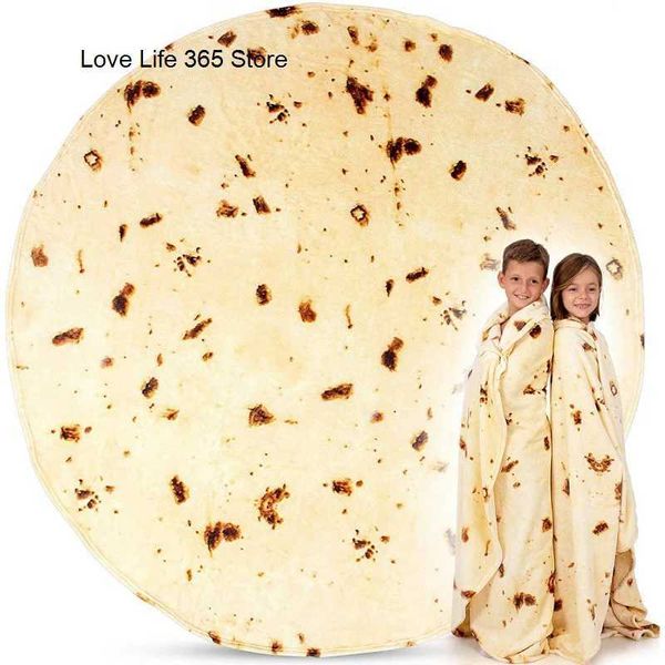 1pc Tortilla Blanket Pepperoni Pizza Round Realistic Donut Soft Warm Cookies Lavash For Bed Sofa Travel Gift Adult Kids Y240829