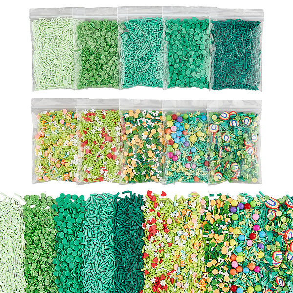 200G 10 Style Saint Patrick's Day Handmade Polymer Clay Cabochons Sets