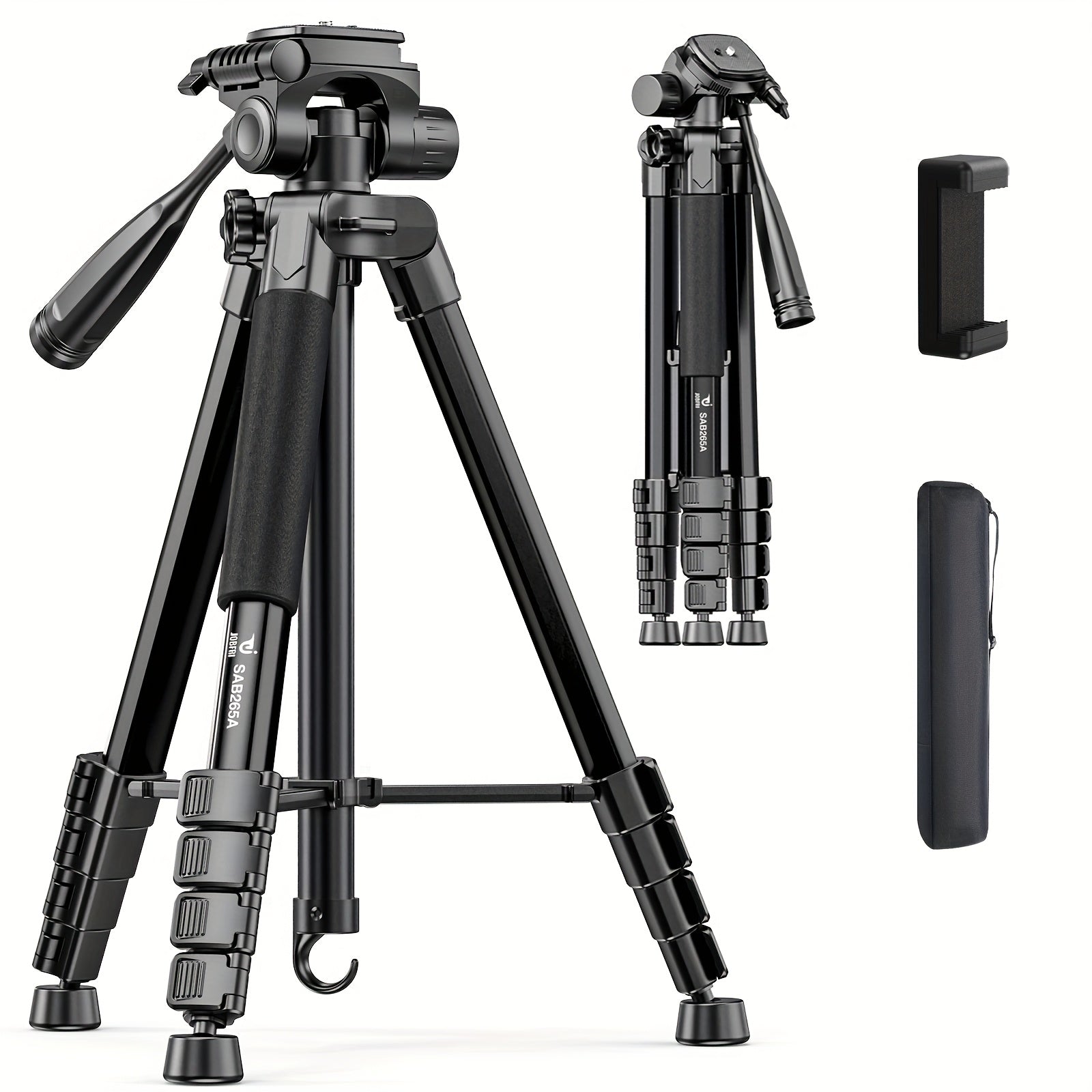 TEMU Jobfri Tripod Stand For Camera, 72"aluminum Travel Tripod Release Plates, Phone Clip & Carrying Bag, For Dslr, Smartphone, Action Camera, Ideal
