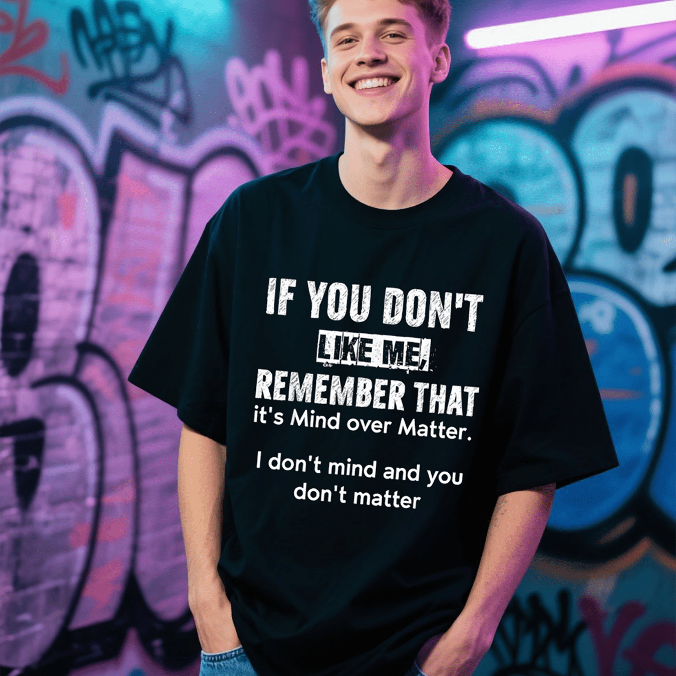 TEMU Men's "" Black Cotton T-shirt - White Text, Short Sleeve, Crew Neck, Comfortable & Casual, Ideal For Casual Attire And Sports, Sports T Shirt