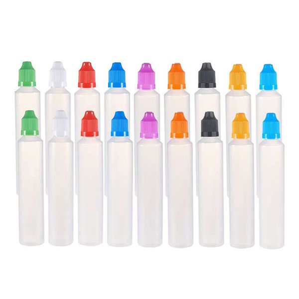 500Pcs 30Ml Long Refillable With Childproof Caps And Thin Tips Empty Pen Shape Bottle For Liquid E Juice Nail Gel