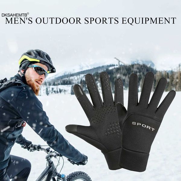 Cycling Gloves Winter Cycling Touch Screen Gloves Warm Waterproof Velvet Gloves Outdoor Windproof Full Finger Gloves For Camping Fishing Tra